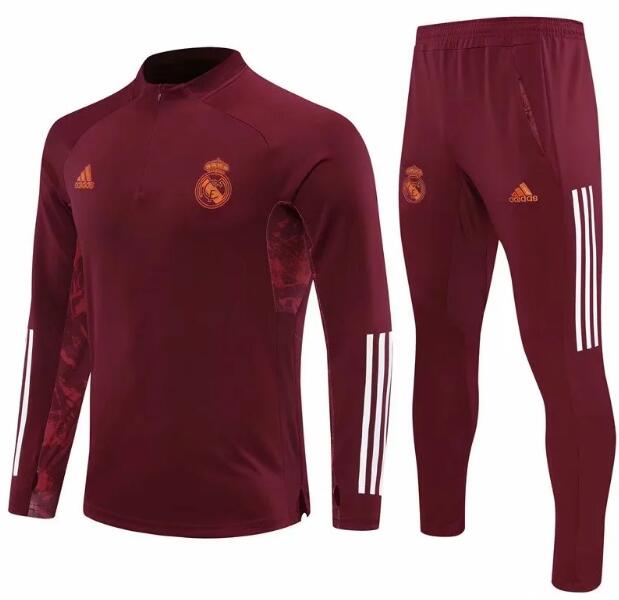 Real Madrid Wine Red Training Sweatshirt Kits with Pants 2020/21